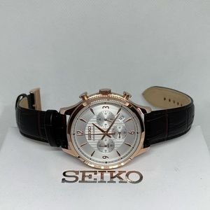 Seiko 43mm Chronograph Rose Gold-Tone Men's Watch